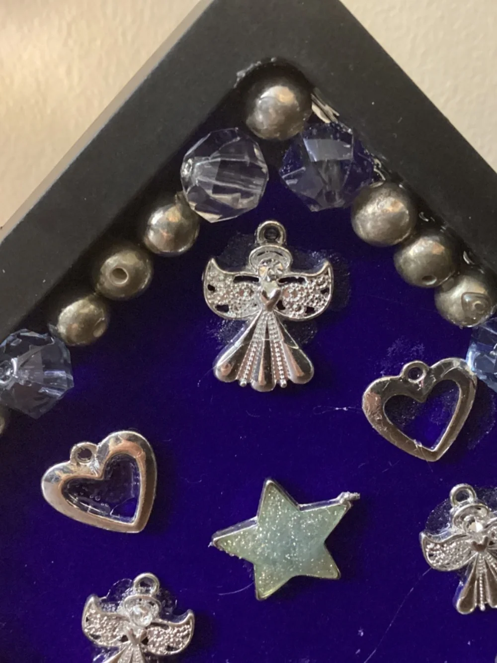 Christmas Jewelry art snowman up-cycled angels hearts stars silvertone frame
